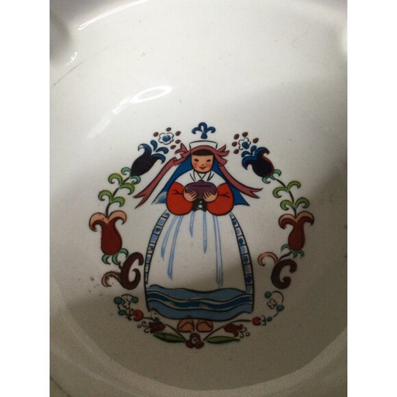 Vintage Hyalyn Porcelain Ashtray 621 Dutch Woman in dress flowers - Picture 2 of 8